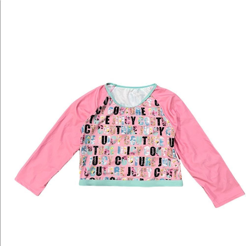 Juicy Couture rashgaurd girls size 14 pink blue
